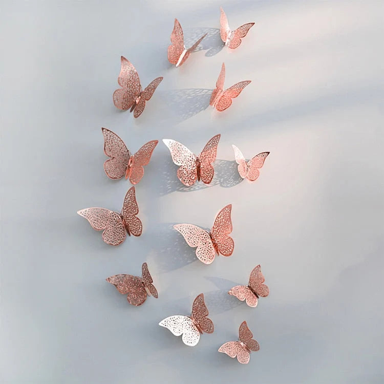Butterfly Wall Decals 3D Metallic Removable