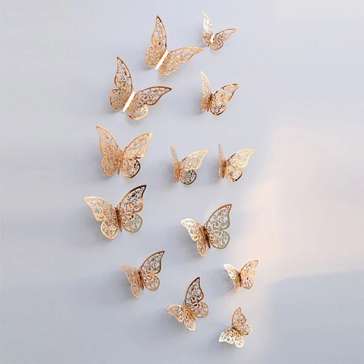 Butterfly Wall Decals 3D Metallic Removable