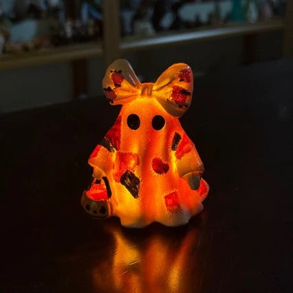 Ceramic Ghost Decoration Warm LED Flicker-Free Hand-Painted