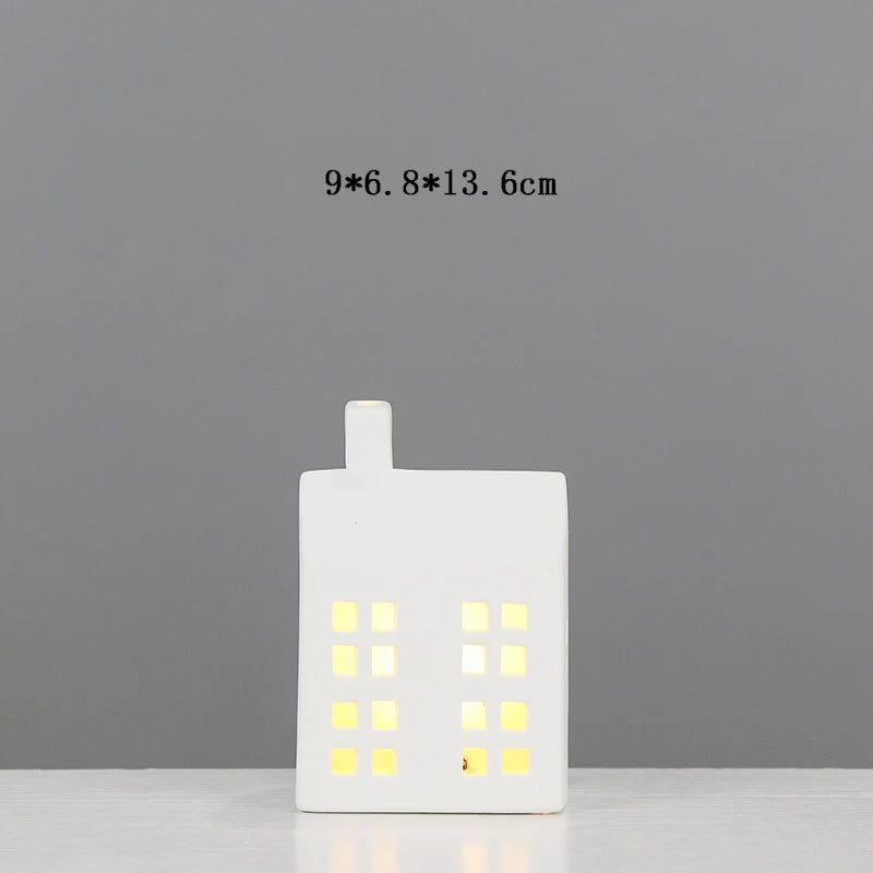 Ceramic House Night Light Intricate Window Cutouts