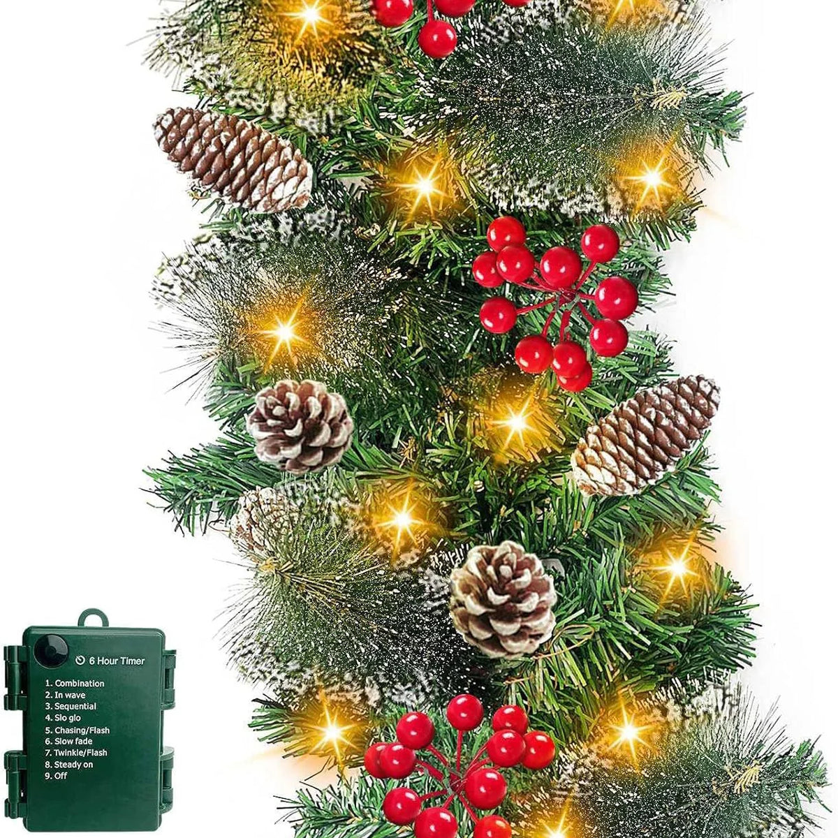Christmas Garland LED Lights Weatherproof With Timer