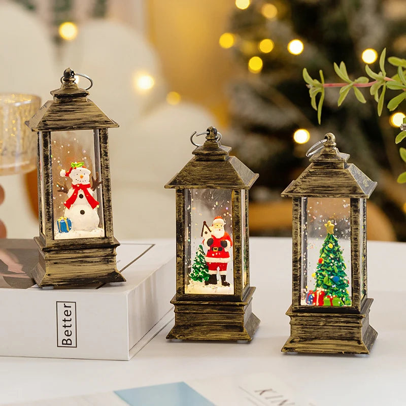Christmas Lantern Built-In LED Snow Effect Battery-Free