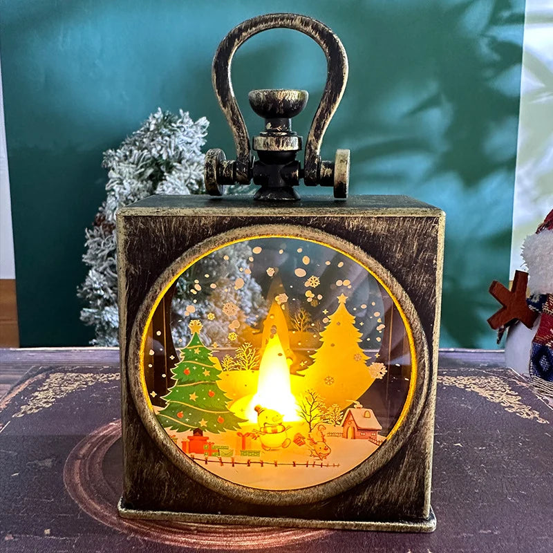 Christmas Lantern Flameless LED Durable Metal