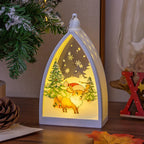 Christmas Lantern Integrated LED Santa & Trees