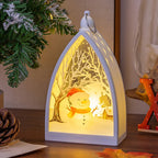 Christmas Lantern Integrated LED Santa & Trees