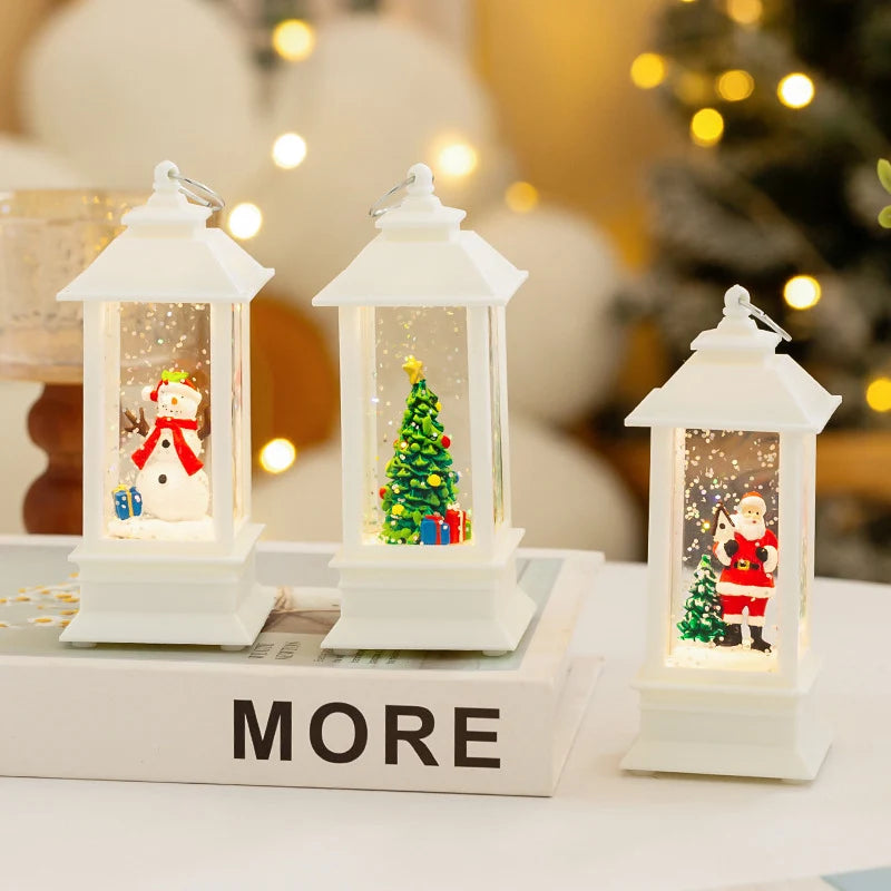 Christmas Lantern LED Santa Snow Scene