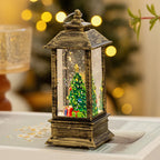 Christmas Lantern LED & Snow Effect Santa Scene