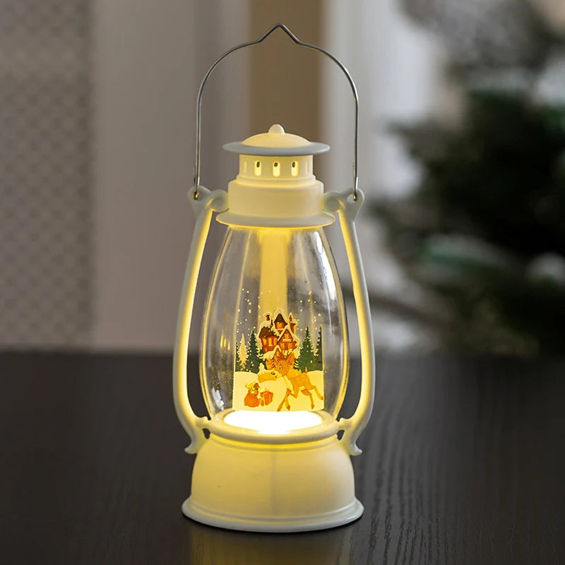 Christmas Lantern LED Warm Light Plastic & Glass