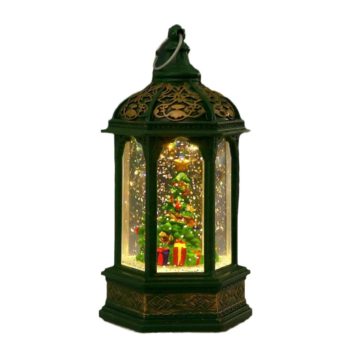 Christmas Lantern Movable Santa Warm LED
