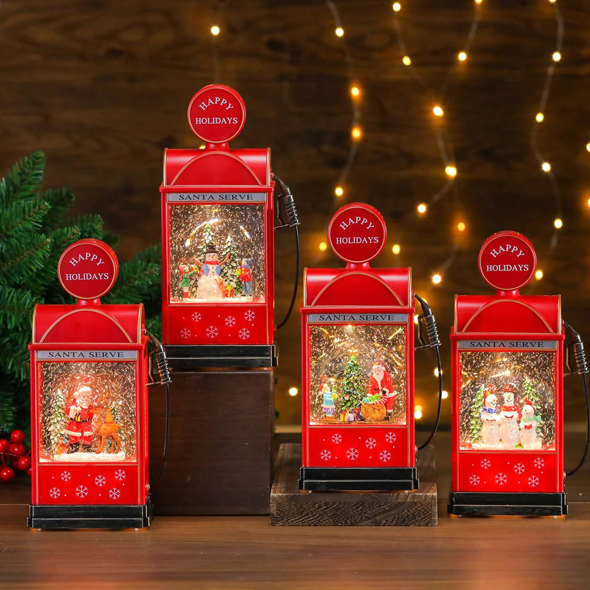 Christmas Lantern Santa Scene Soft LED Battery Operated