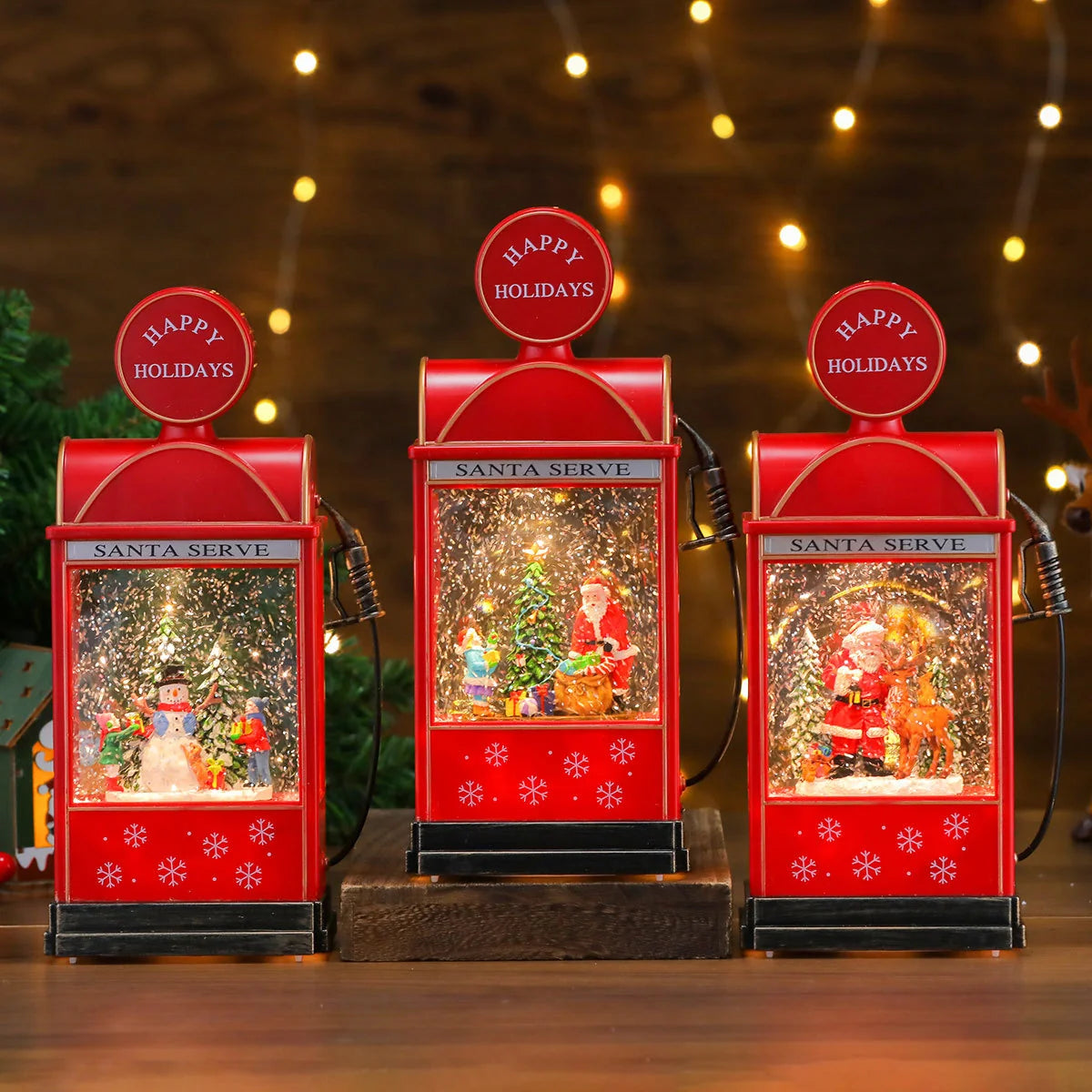 Christmas Lantern Santa Scene Soft LED Battery Operated