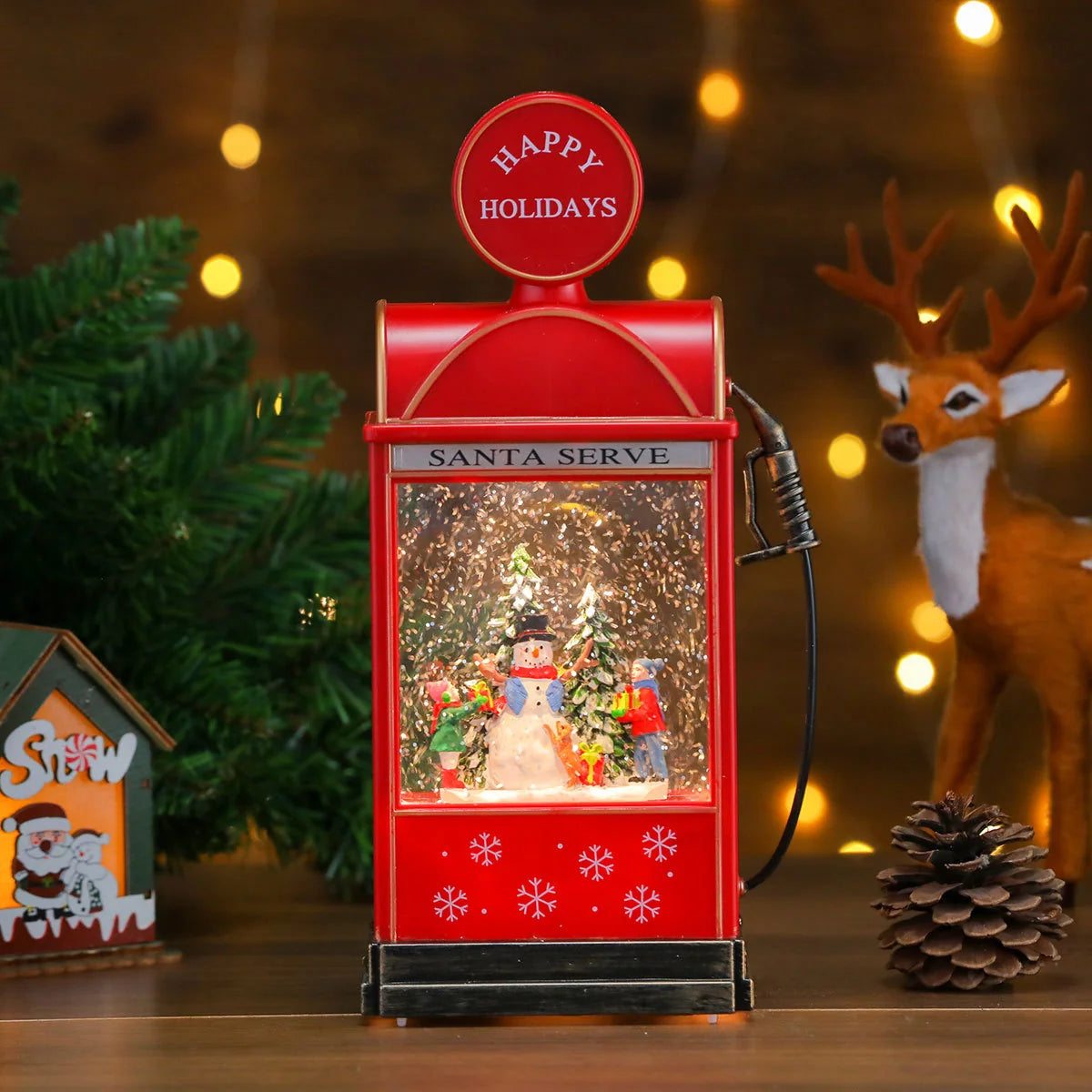 Christmas Lantern Santa Scene Soft LED Battery Operated