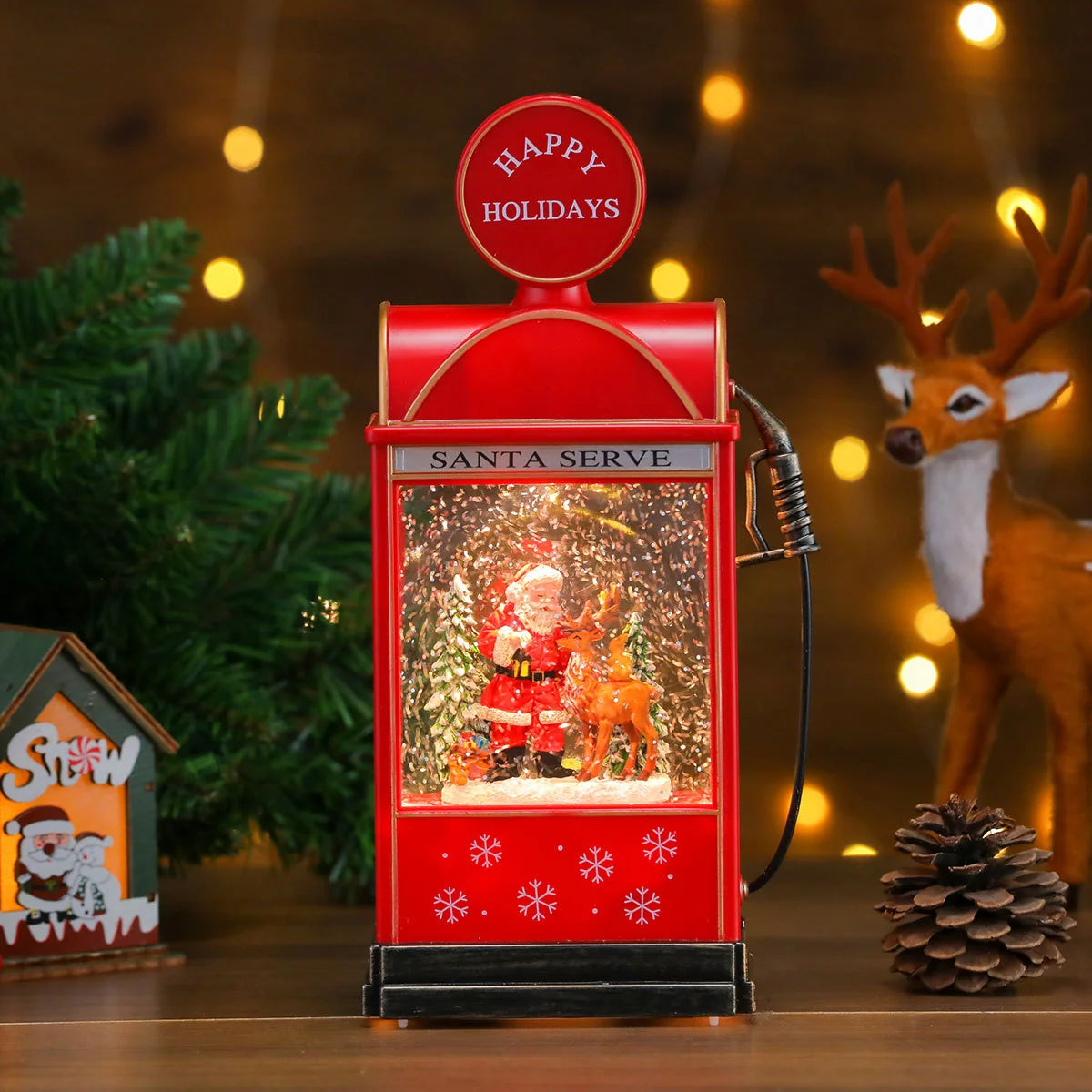 Christmas Lantern Santa Scene Soft LED Battery Operated