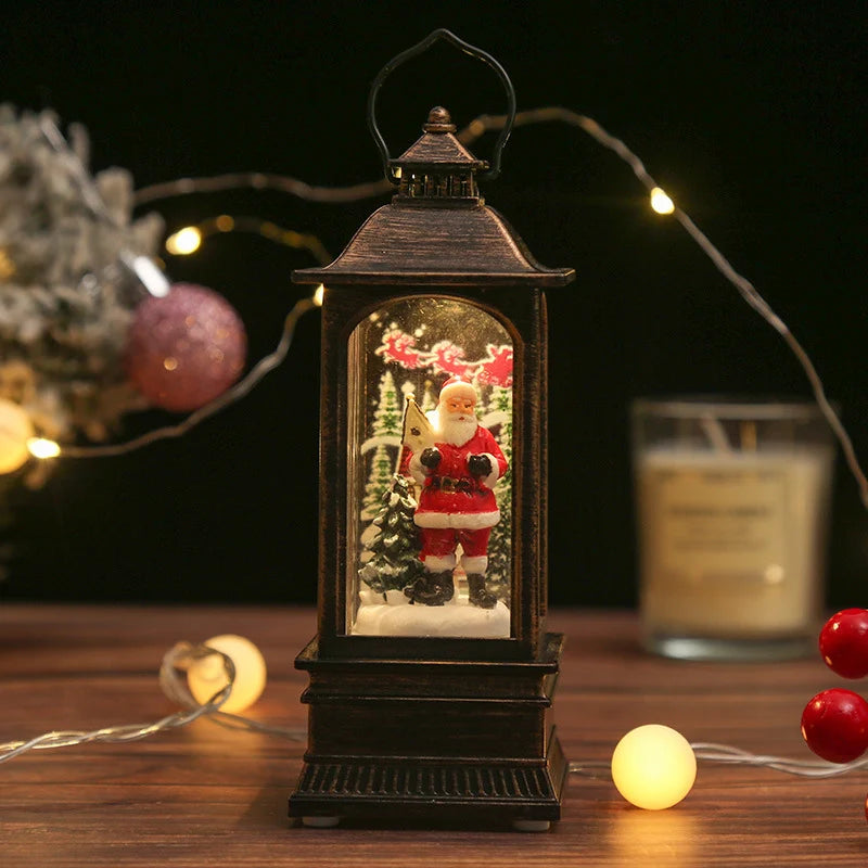 Christmas Lantern Snowman Scene Warm LED