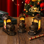 Christmas Lantern Train Scene Gold Finish Warm LED