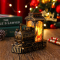 Christmas Lantern Train Scene Gold Finish Warm LED