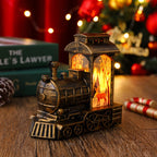 Christmas Lantern Train Scene Gold Finish Warm LED
