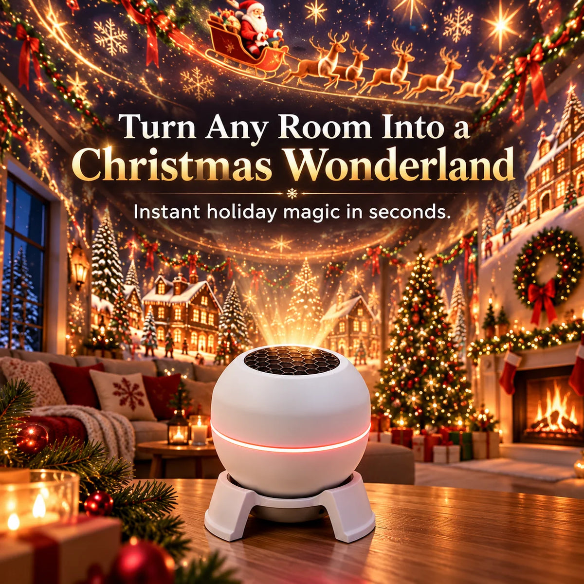 Christmas Light Projector Moving Patterns USB Powered Indoor Decor