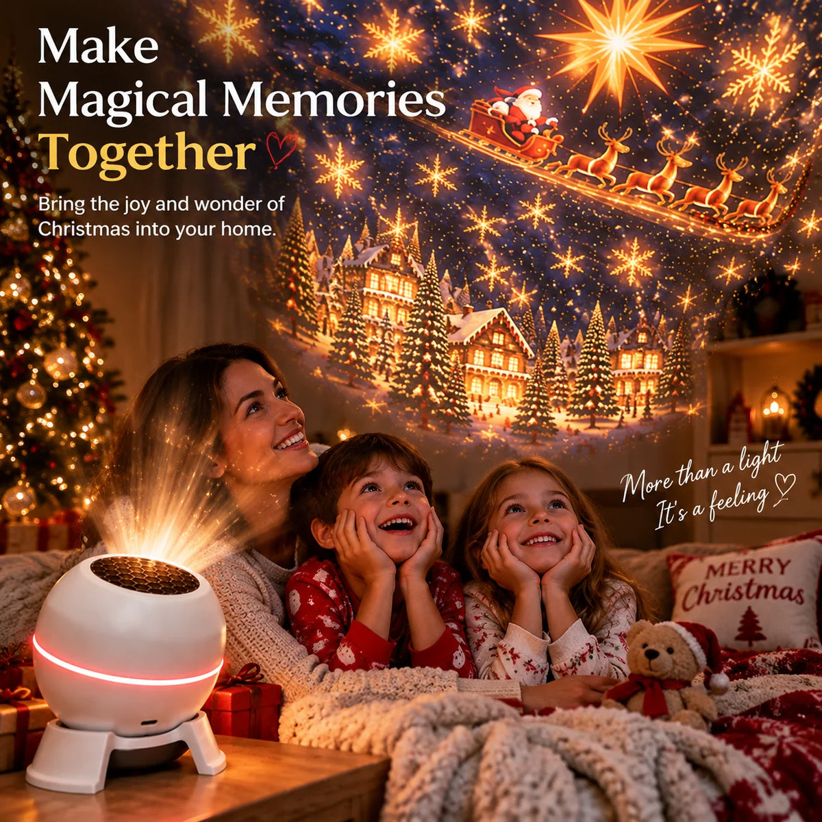 Christmas Light Projector Moving Patterns USB Powered Indoor Decor