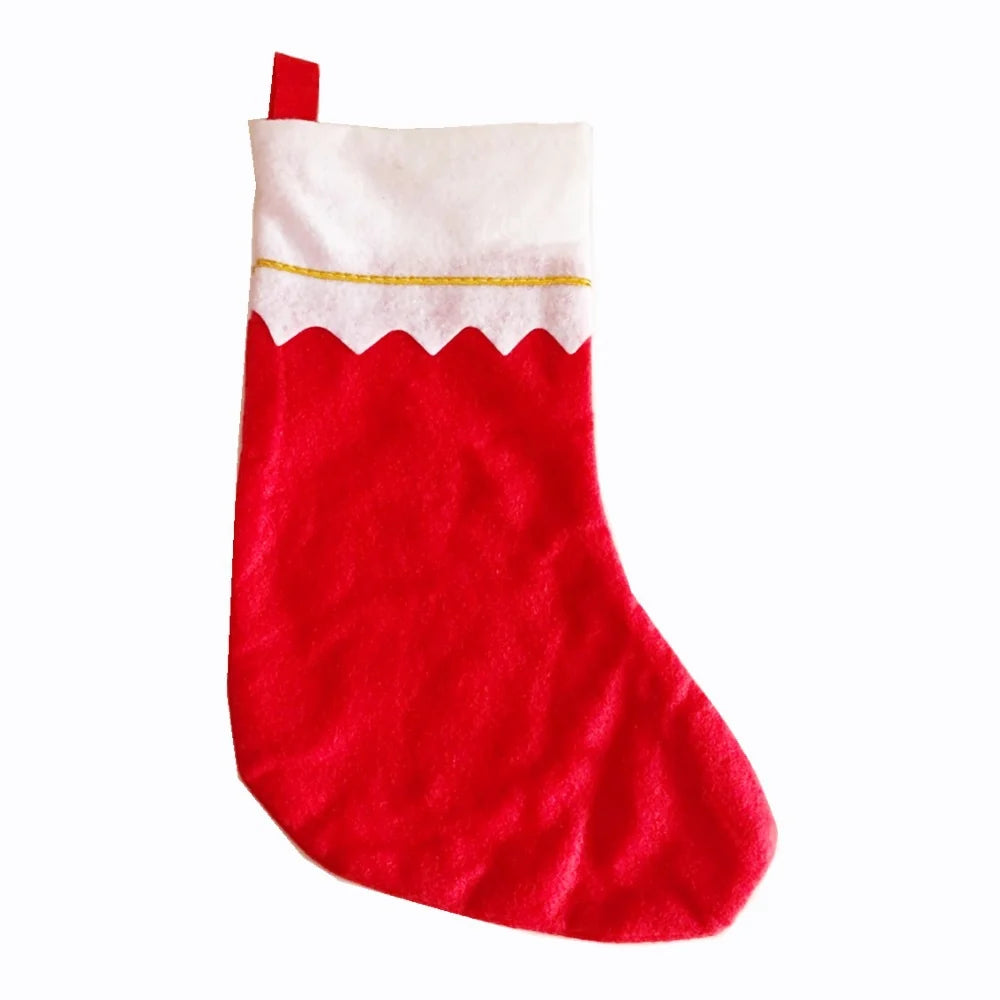Christmas Stocking Gold-Edged Wave Trim Large Capacity