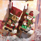 Christmas Stocking Reindeer Design Soft Felt Hanging Loop