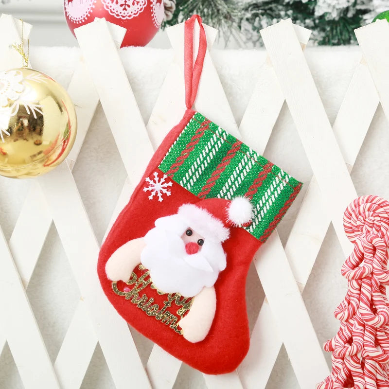 Christmas Stocking Santa Design Soft Felt Hanging Loop