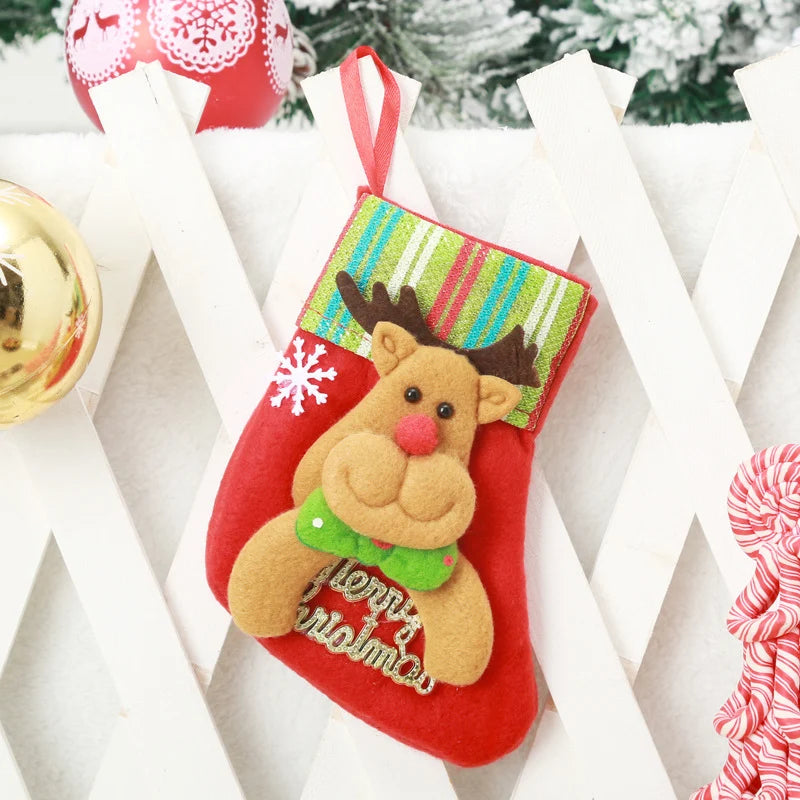 Christmas Stocking Santa Design Soft Felt Hanging Loop