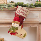 Christmas Stocking Soft Plush Santa & Snowflake Design
