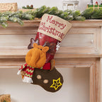 Christmas Stocking Soft Plush Santa & Snowflake Design