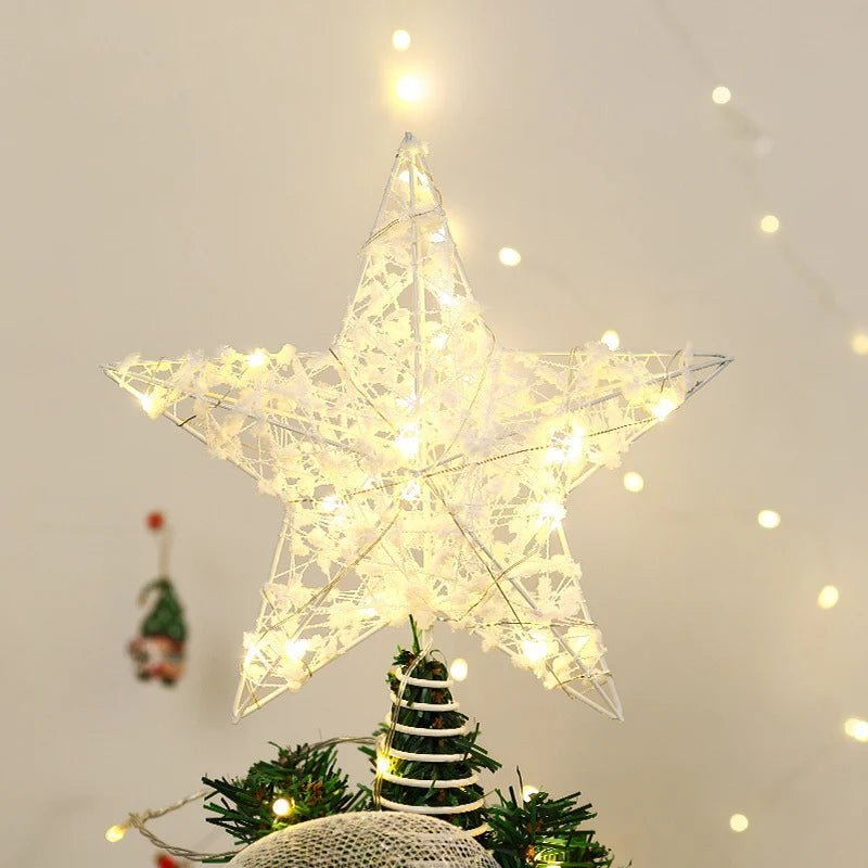 Christmas Tree Topper Sparkling Star Warm LED Lights