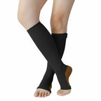 Compression Socks Zip-Up Open Toe 20–30 mmHg Graduated Compression