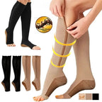 Compression Socks Zip-Up Open Toe 20–30 mmHg Graduated Compression