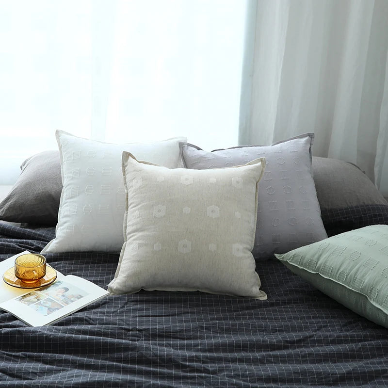Cushion Cover Tufted Geometric Cotton-Linen Machine Washable