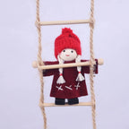 Decorative Ladder Handcrafted Christmas Figures Hanging Loop