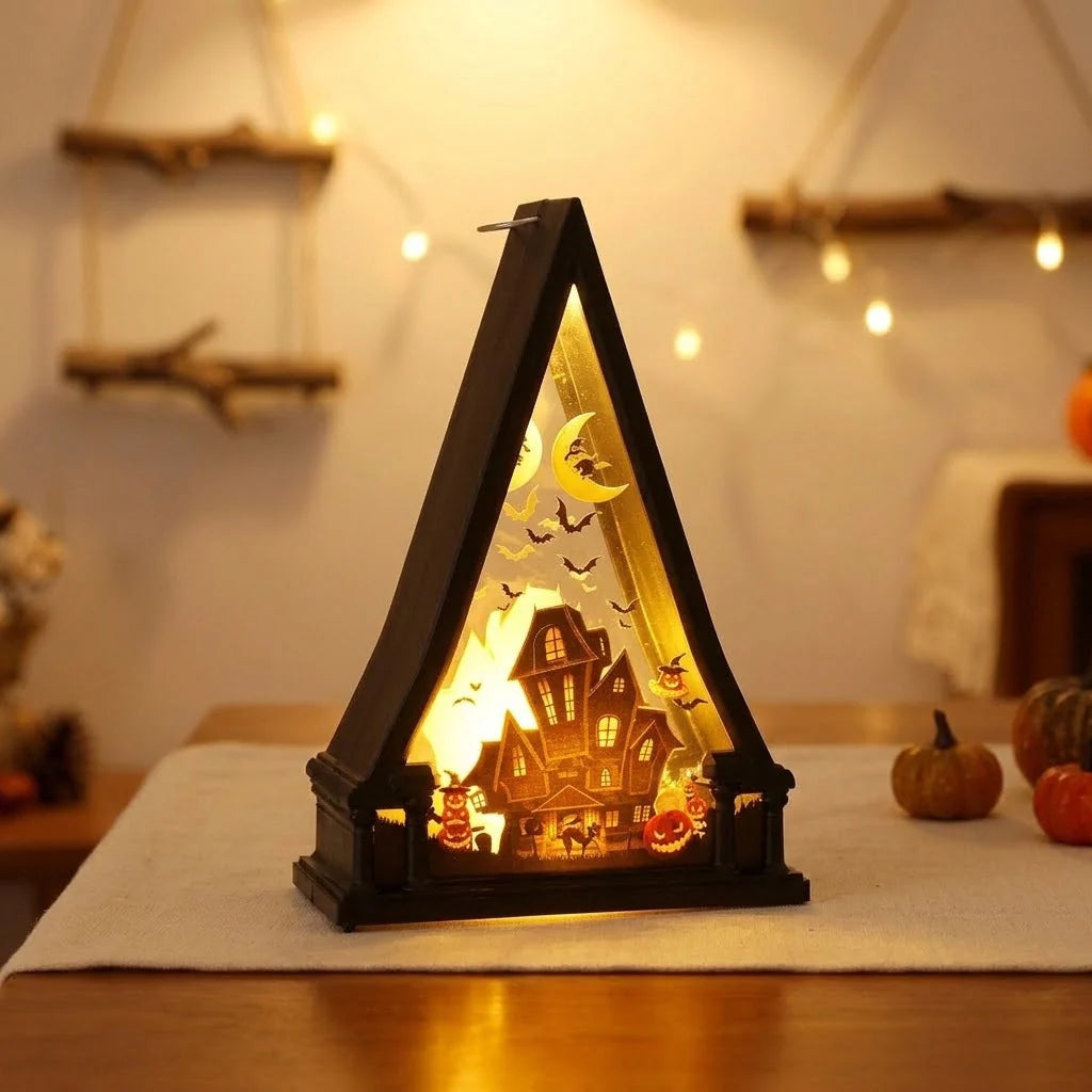 Decorative Lamp Triangular Wood Warm White LED