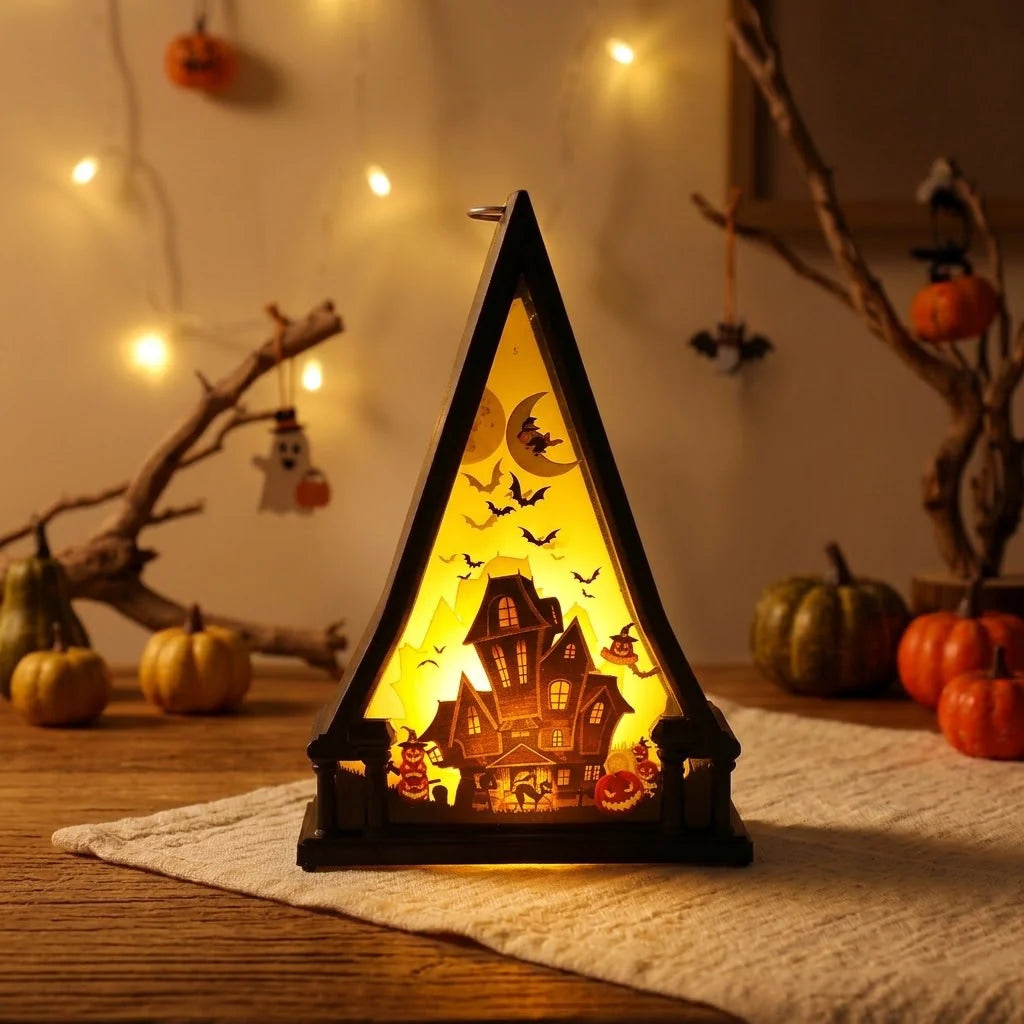 Decorative Lamp Triangular Wood Warm White LED