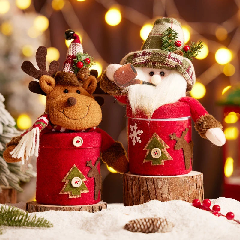 Decorative Snowman Figure Tabletop Heart Pattern & Striped Scarf
