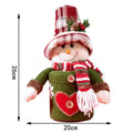 Decorative Snowman Figure Tabletop Heart Pattern & Striped Scarf
