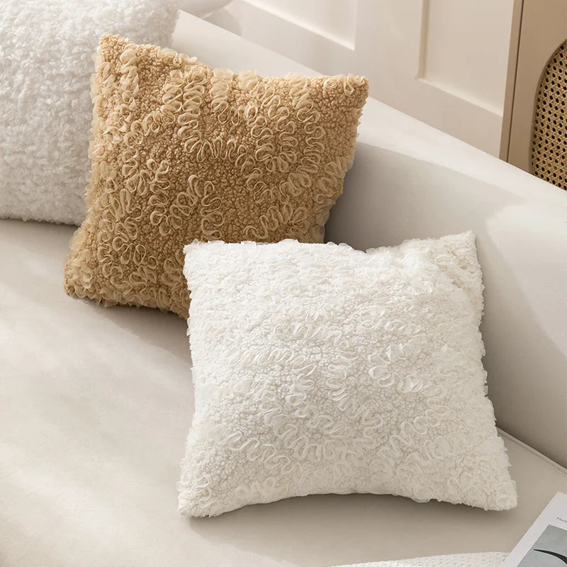 Decorative Throw Pillow Bouclé Texture Polyester Fill Removable Cover