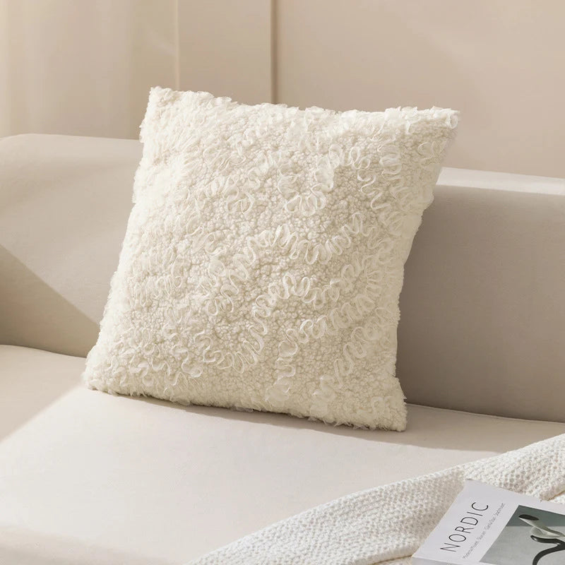 Decorative Throw Pillow Bouclé Texture Polyester Fill Removable Cover