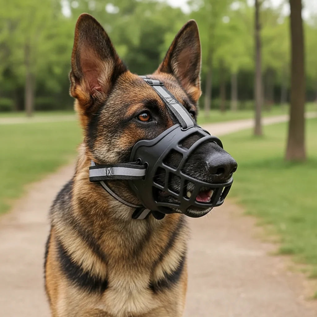 Dog Muzzle Breathable Mesh Adjustable Straps & Six Sizes