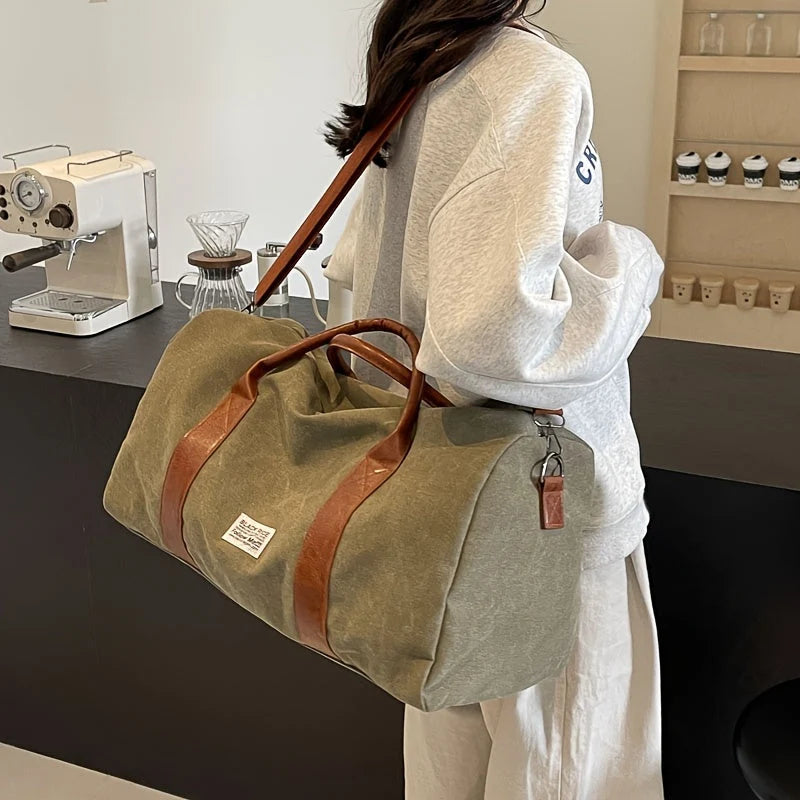 Duffel Bag Washed Canvas Multiple Pockets & Shoe Compartment