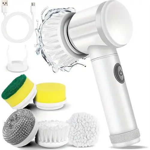 Electric Scrub Brush Cordless Dual-Speed Interchangeable Heads