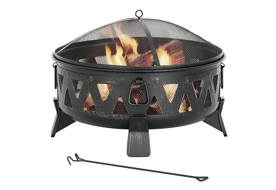 Fire Pit 30-Inch Steel Spark Screen & Poker Included