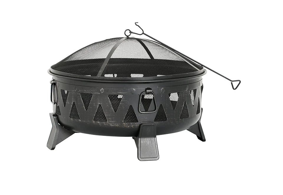 Fire Pit 30-Inch Steel Spark Screen & Poker Included