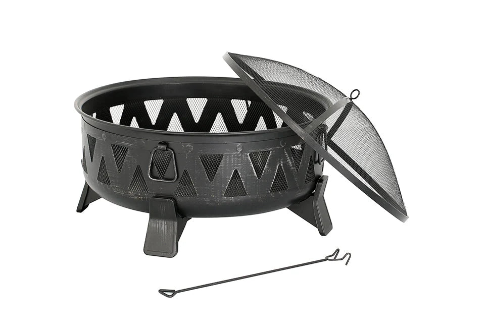 Fire Pit 30-Inch Steel Spark Screen & Poker Included