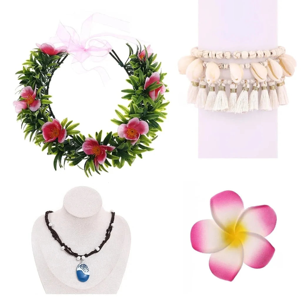 Flower Crown Set Tropical Lightweight Adjustable Necklace & Clip