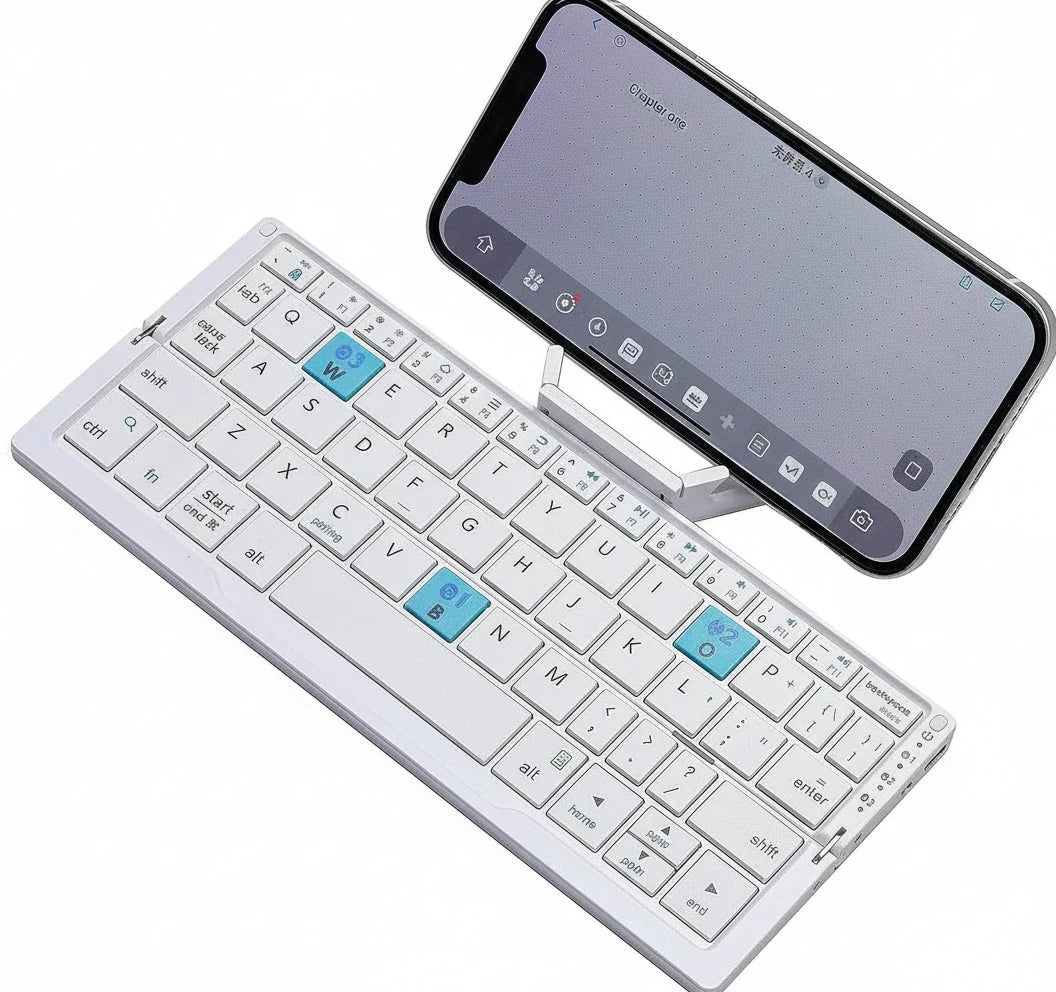 Folding Keyboard Bluetooth 4.0 3-Device Memory Rotating Dual Stands