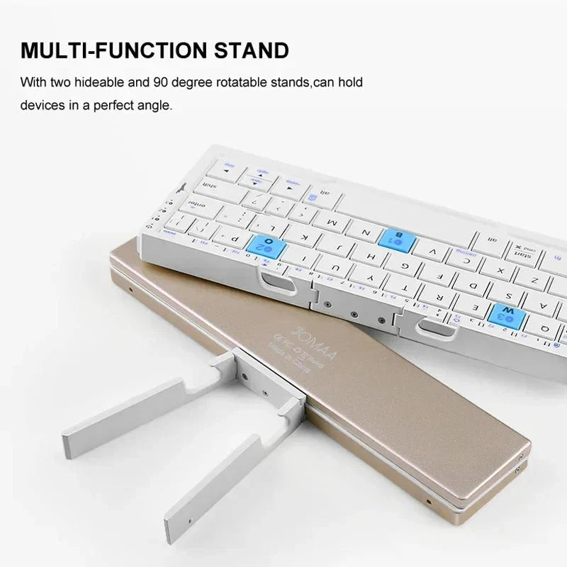 Folding Keyboard Bluetooth 4.0 3-Device Memory Rotating Dual Stands