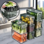 Fridge Storage Box Transparent Ventilated Lid Stackable Dishwasher-Safe